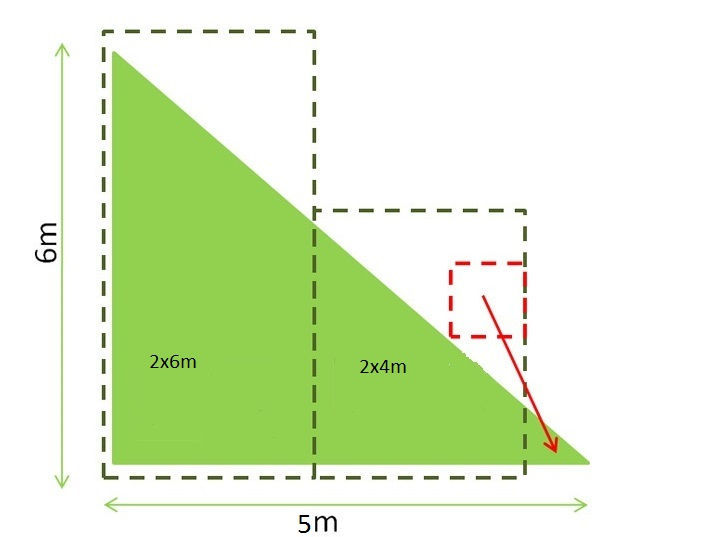 Césped artificial superficie triangular